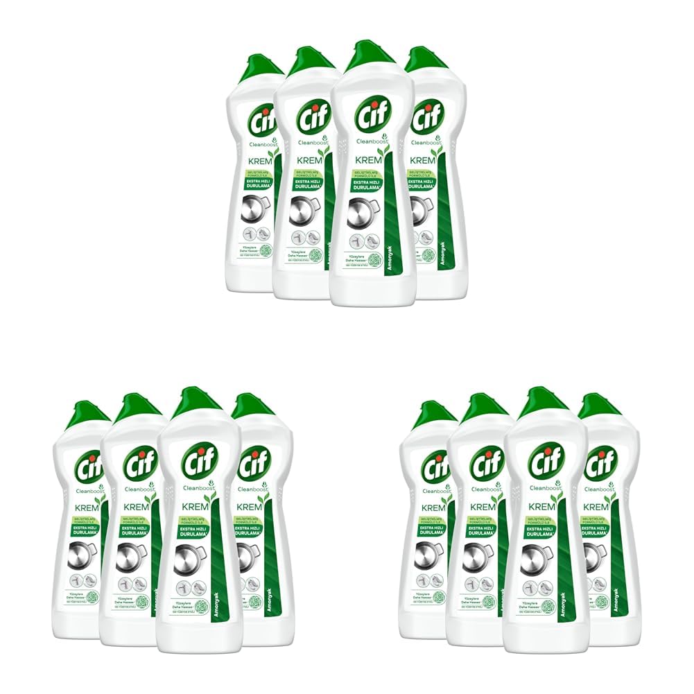 Cif Krem Yeni Nesil Yüzey Temizleyici Amonyak 750 ml x4 (3 paketi)
