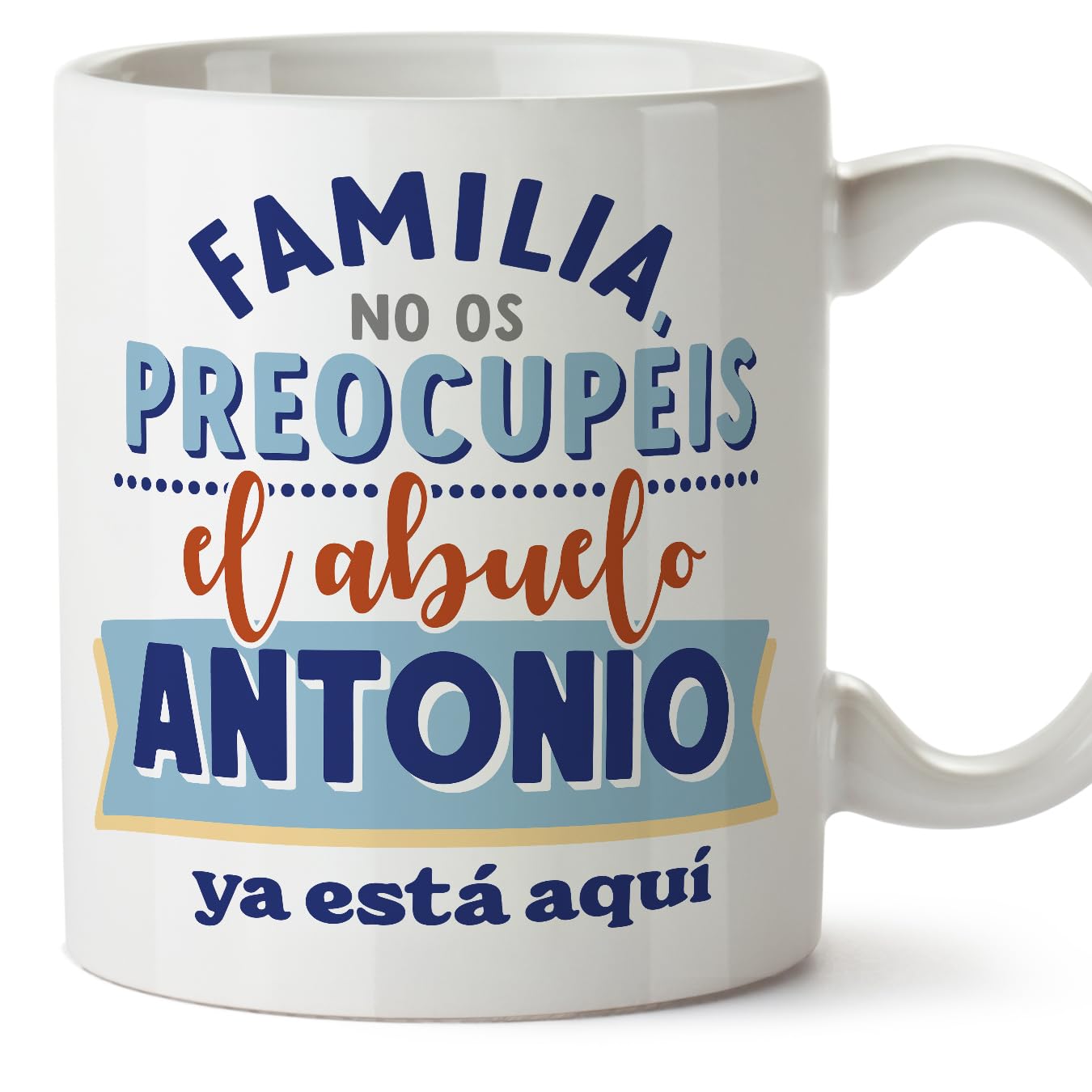 MUGFFINS Personalised Mug for Grandfather/Grandpa - in Spanish - Ya está aquí el Abuelo - Funny Custom Gift - Ceramic 11oz Mug