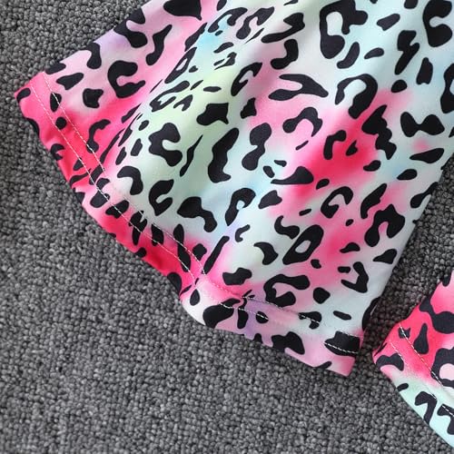 Image of KIDLAGA Toddler Girl Clothes Figure Graphic Drop Shoulder Top Pullover Leopard Print Flared Pants Fall Winter Outfit Set