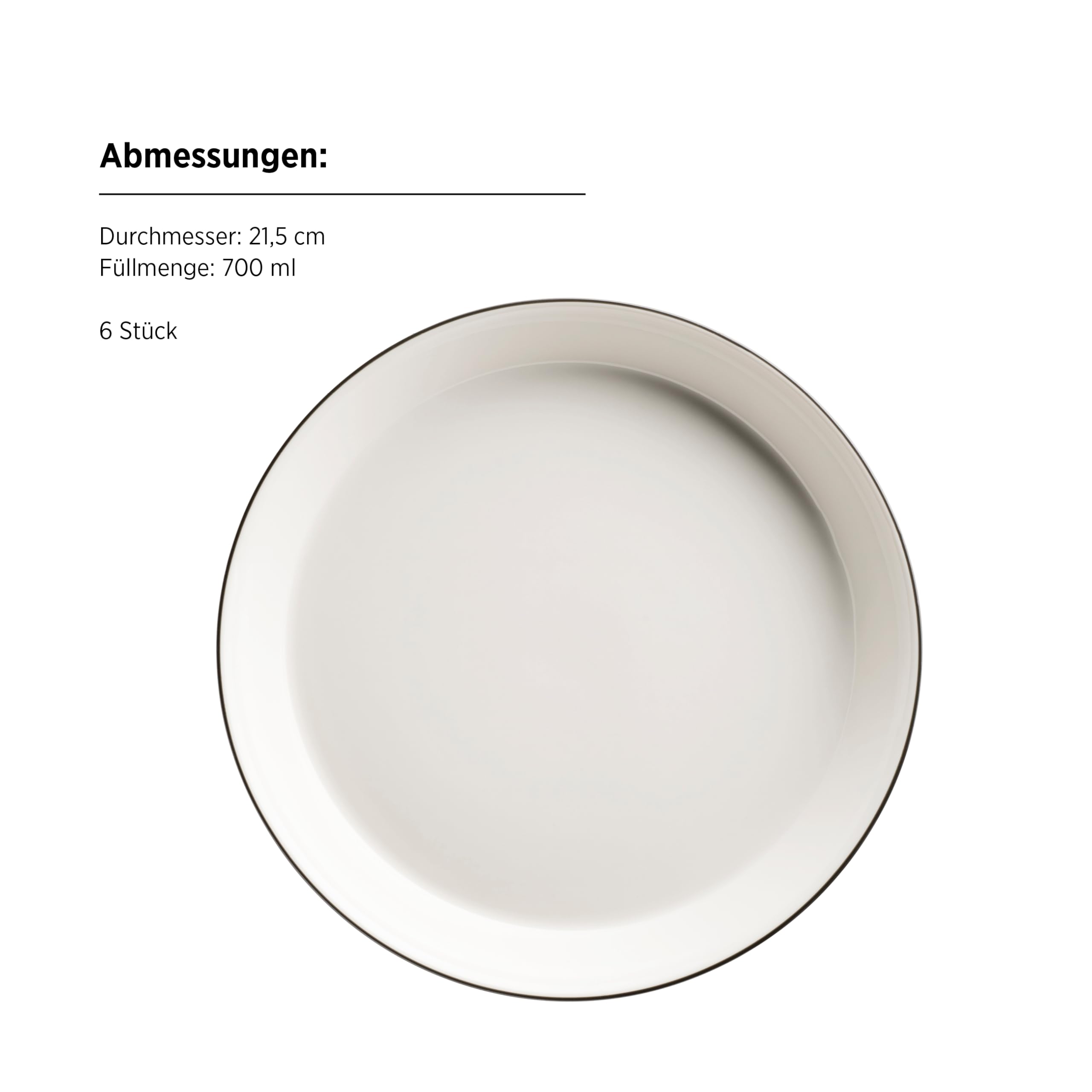 MÄSER, Serie Sita, juego de platos para 6 personas, vajilla de porcelana blanca con borde negro, simple, elegante, porcelana, color blanco