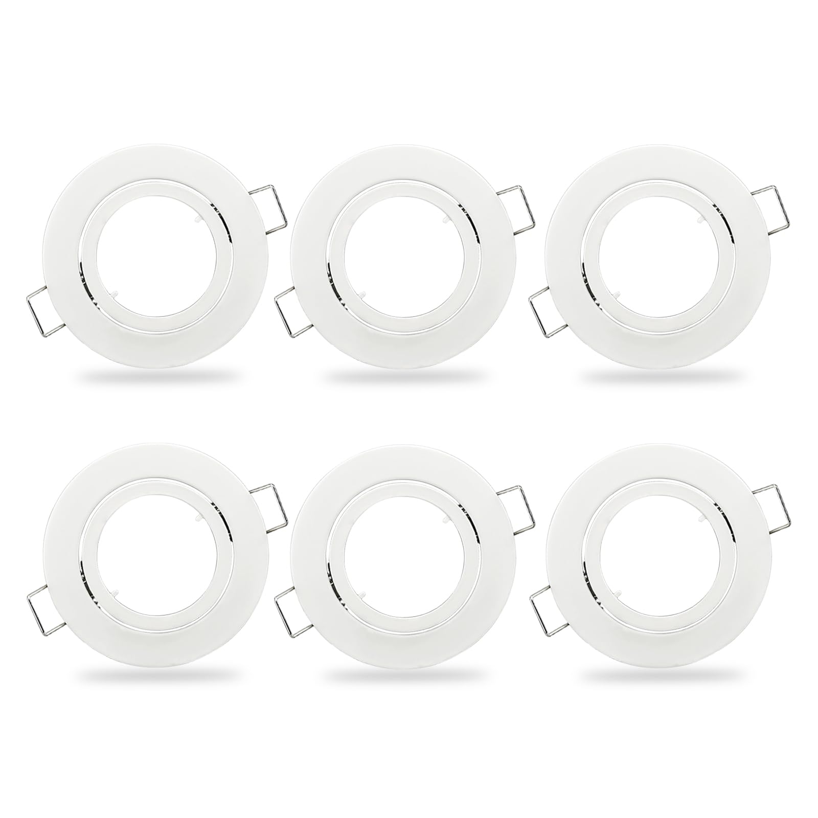 KYOTECH LED Einbaustrahler 6 Pack GU10 Schwenkbar led Einbauleuchte in Matt weiß, Einbaurahmen für LED/Halogen Leuchtmittel Inkl. GU10 Fassung, Rund(Ohne Leuchtmittel)