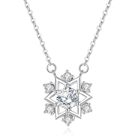 Moissanite Necklace for Women,1.36CTTW D Color VVS1 Moissanite,Sterling Silver Plat...