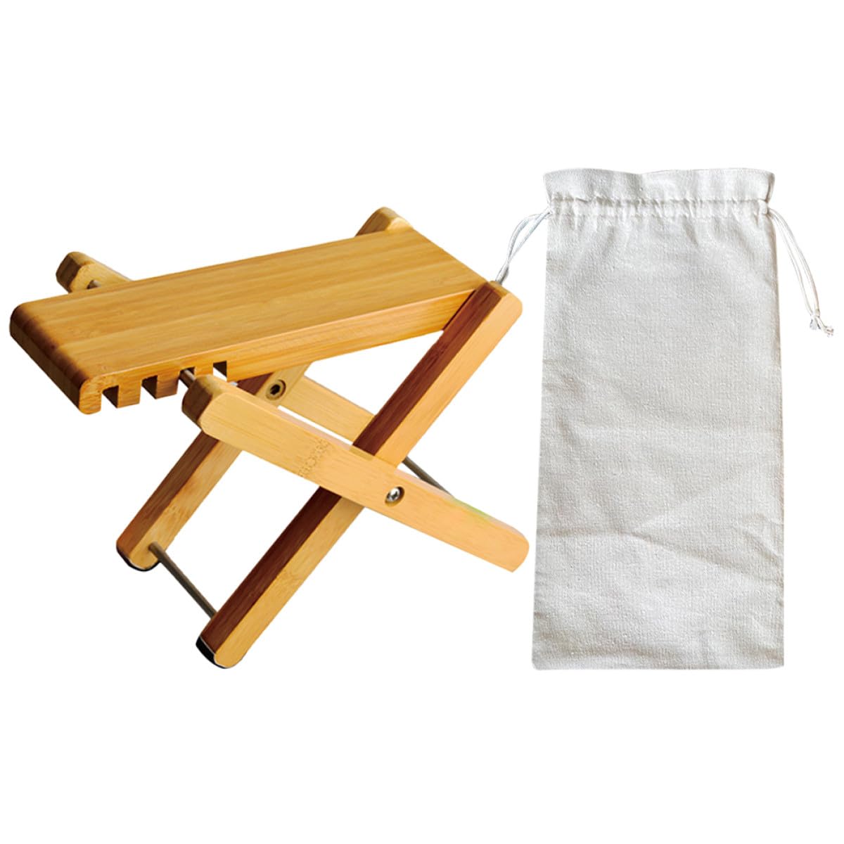 Alasum Poggiapiedi per Chitarra in Legno Regolabile Pieghevole con Tessuto Marrone e Borsa per Trasporto, Pratico e Facile da Riporre per Ufficio e Soggiorno