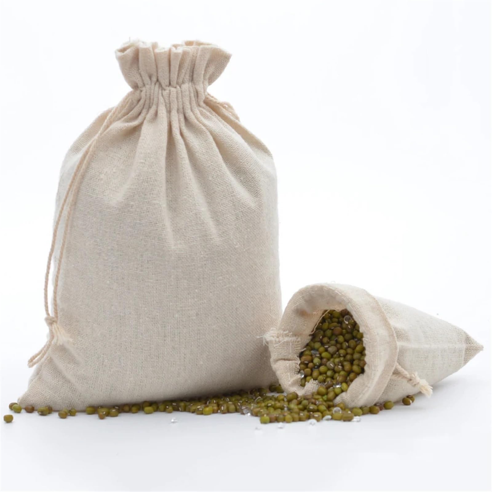Sachets Cadeau en Mousseline de Coton Sacs à cordon en coton, sacs cadeaux mousseline de, sac for mariage noël, d'emballage bijoux(10x15cm(3.9x5.9inch))