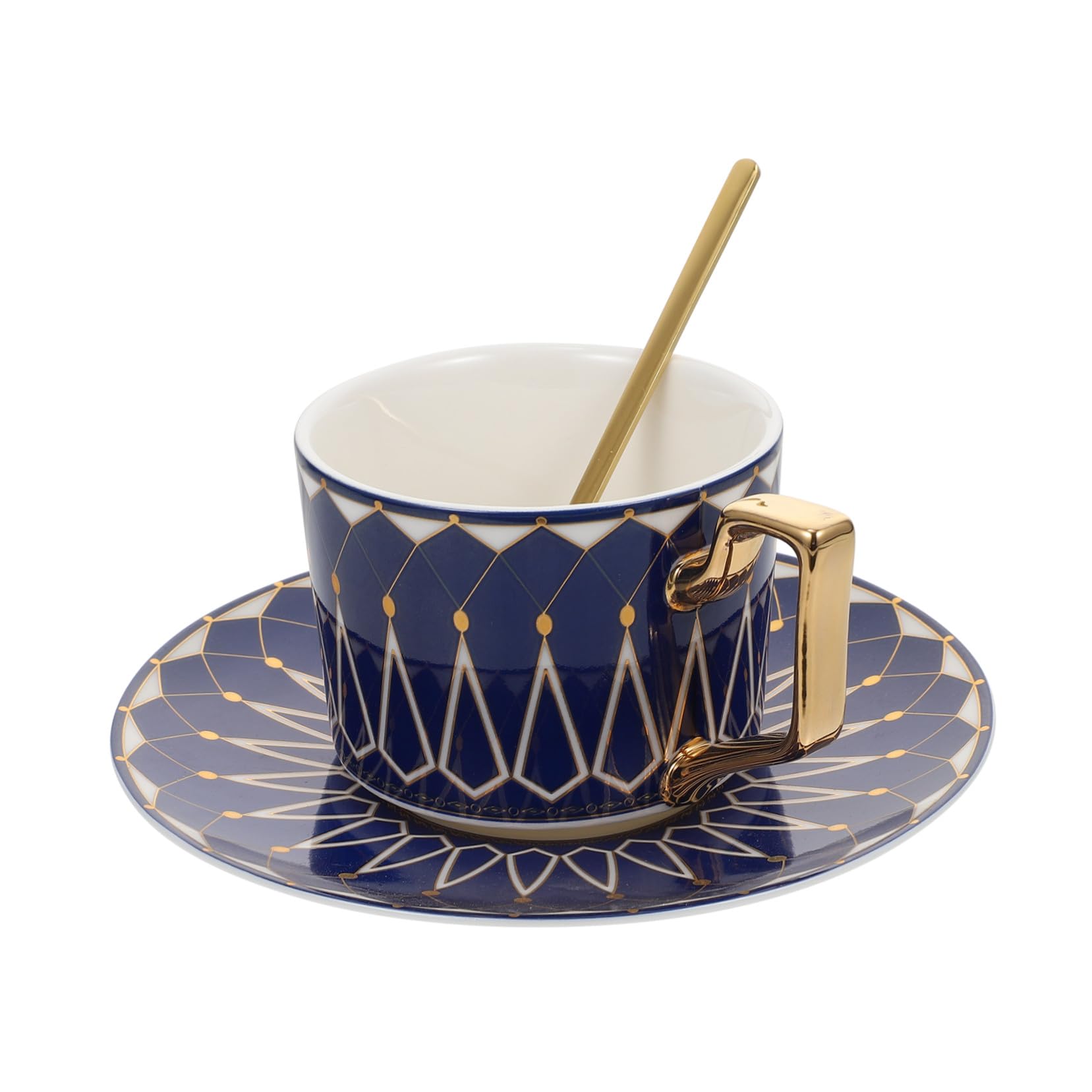 Ensemble de tasses à café en céramique bleu roi 120 ml avec soucoupes pour la maison