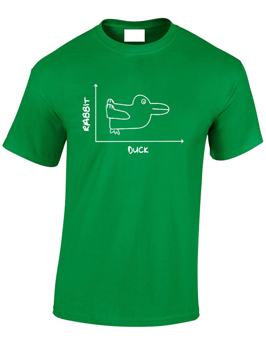 Crown Designs Rabbit Duck Graph Chart Cool Funky Geek Nerd for Men & Teenagers T-Shirts Tops - Green/Small