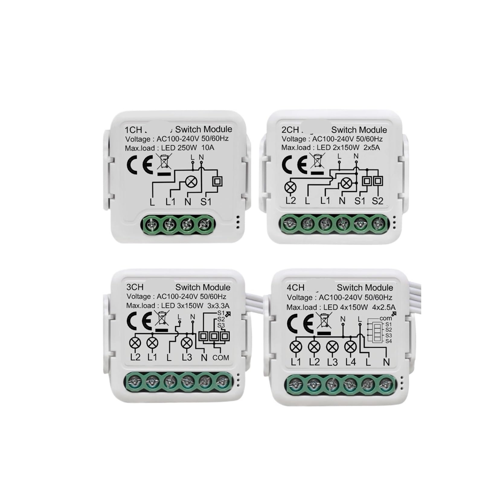 1 Uds módulo de interruptor 3,0 módulo de interruptor 10A disyuntor inteligente DIY for hogar 1 2 3 4 juegos(3 Gang)