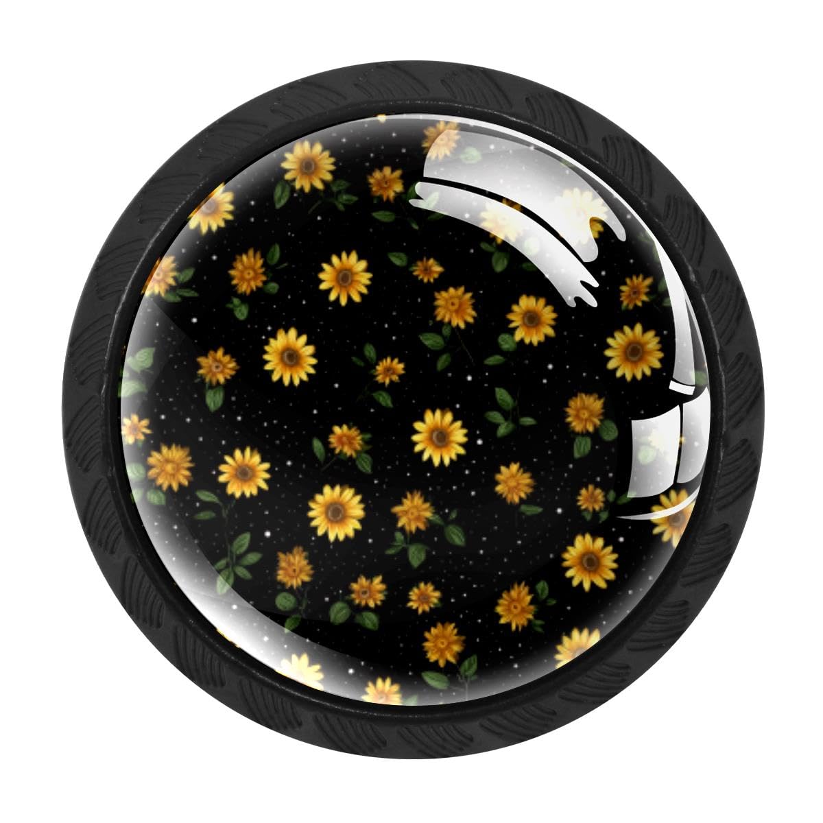 HEOEH 4 PCS Kitchen Cabinet Knobs, Sunflowers Drawer Knobs Dresser Handles