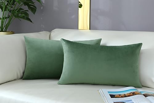 Miniatura 2 de mixeoo Comfy - Juego de 2 fundas de almohada decorativas lumbares rectangulares de terciopelo grueso súper suaves, decoración del hogar para sofá,