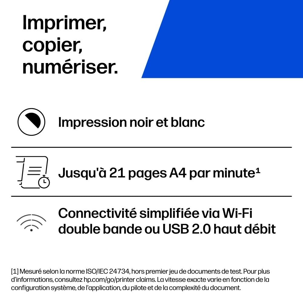 HP LaserJet M140w, 7MD72F, Imprimante Multifonction Laser A4, Monochrome, Impression Recto/Verso Manuelle en Noir et Blanc, 20 ppm, Wi-FI, Smart, Blanche