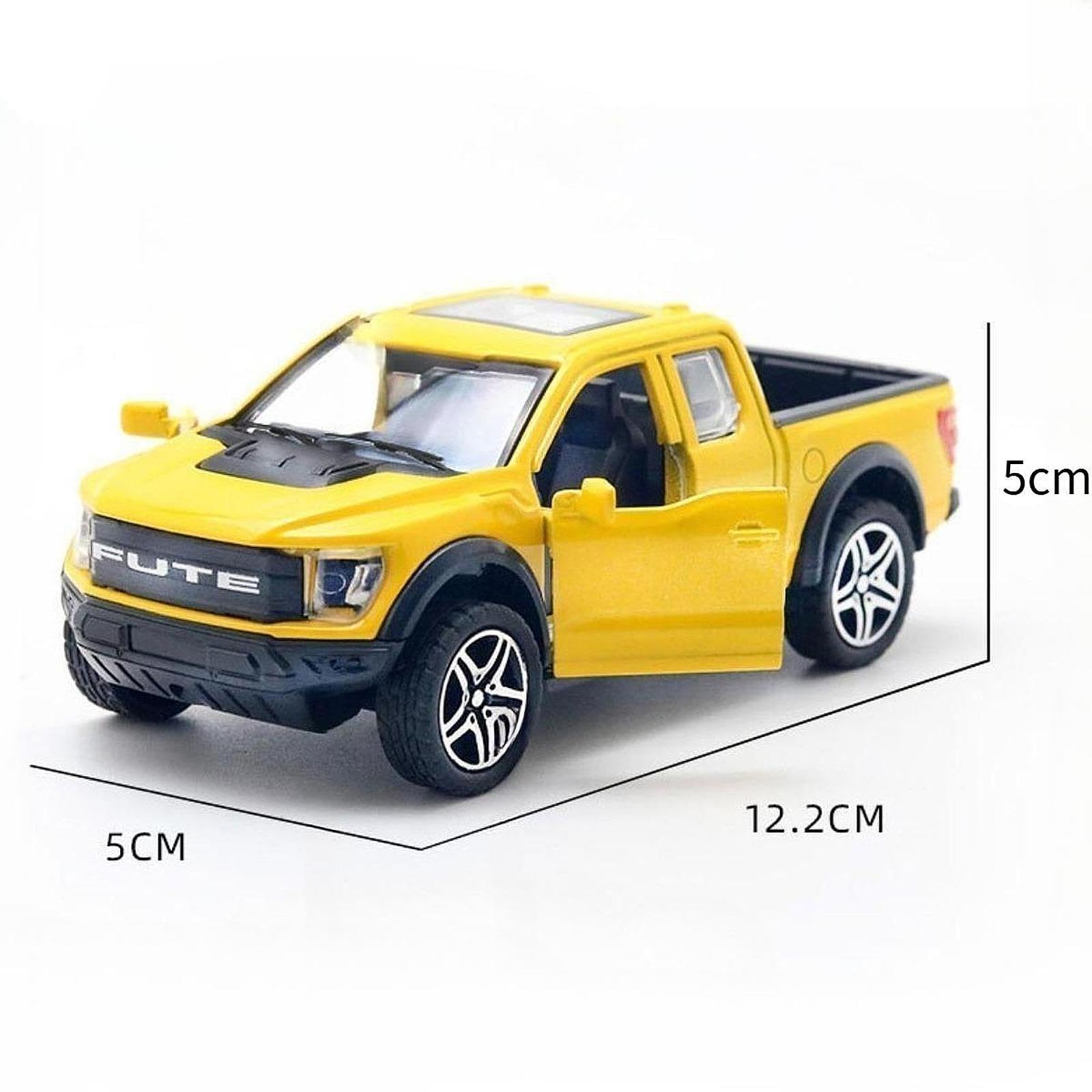 Sharplace Pickup in 1/36, Veicolo Giocattolo a trazione Posteriore, Modello di Auto in Miniatura Realistico da Collezione per Regali per Bambini di 3, 4, Giallo