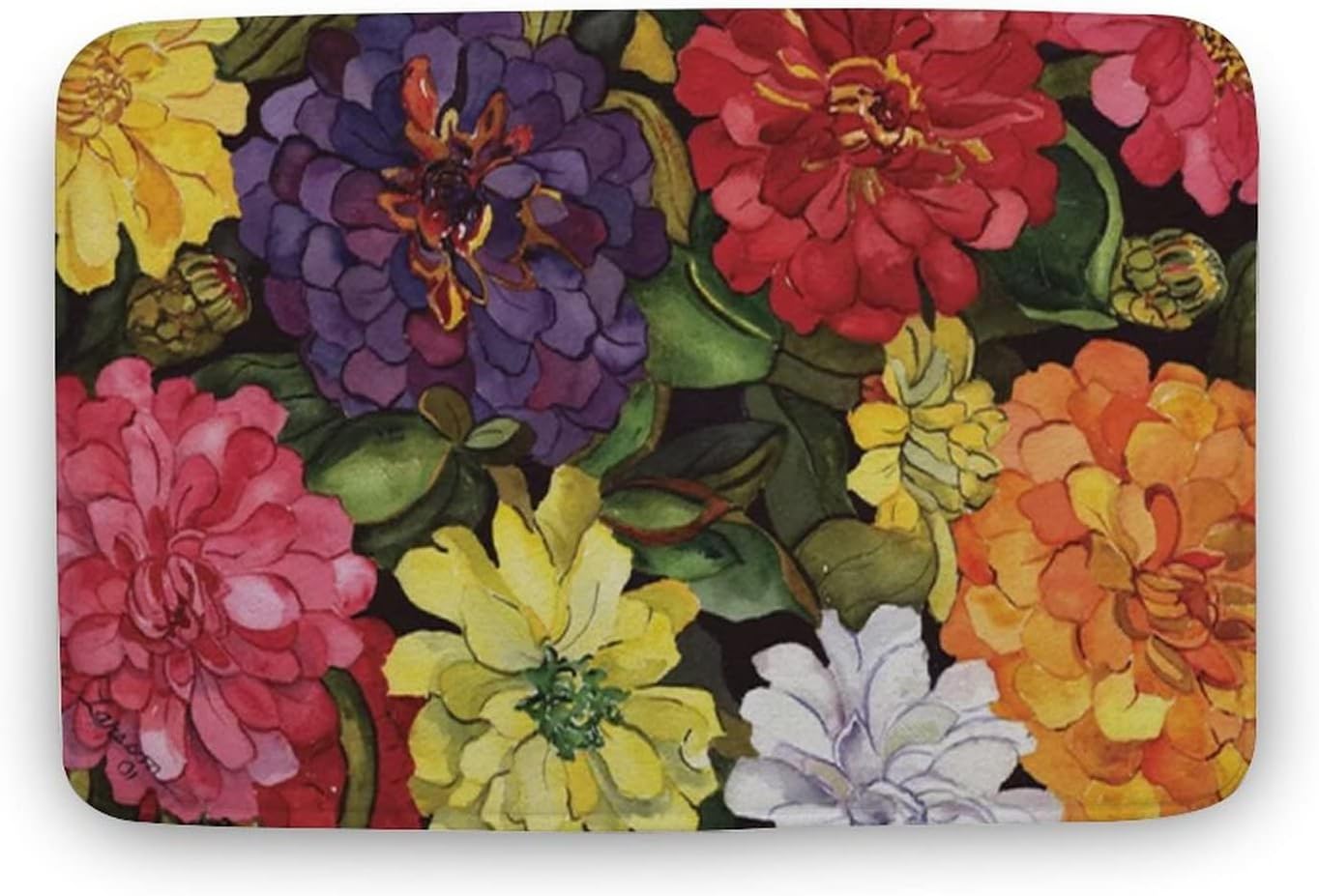 Zippy Zinnias Housewarming Gifts Home Decor Welcome Mat Home Doormat Indoor Doormat Front Back Door Mat Non Slip Washable Quickly Absorb Moisture and Resist Dirt 18x30 inch