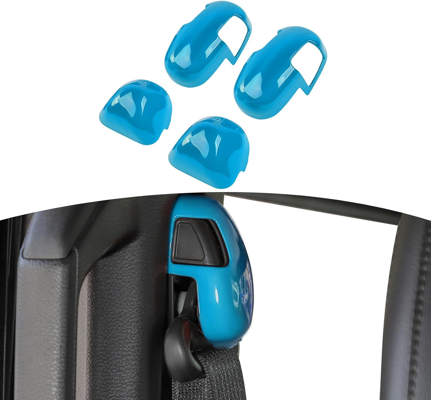 for Jeep JL Light Blue Seat Belt Trim Cover for Jeep Wrangler JL JLU 2018+ for Gladiator JT 2020-Present ABS Interior Accessories 4pcs