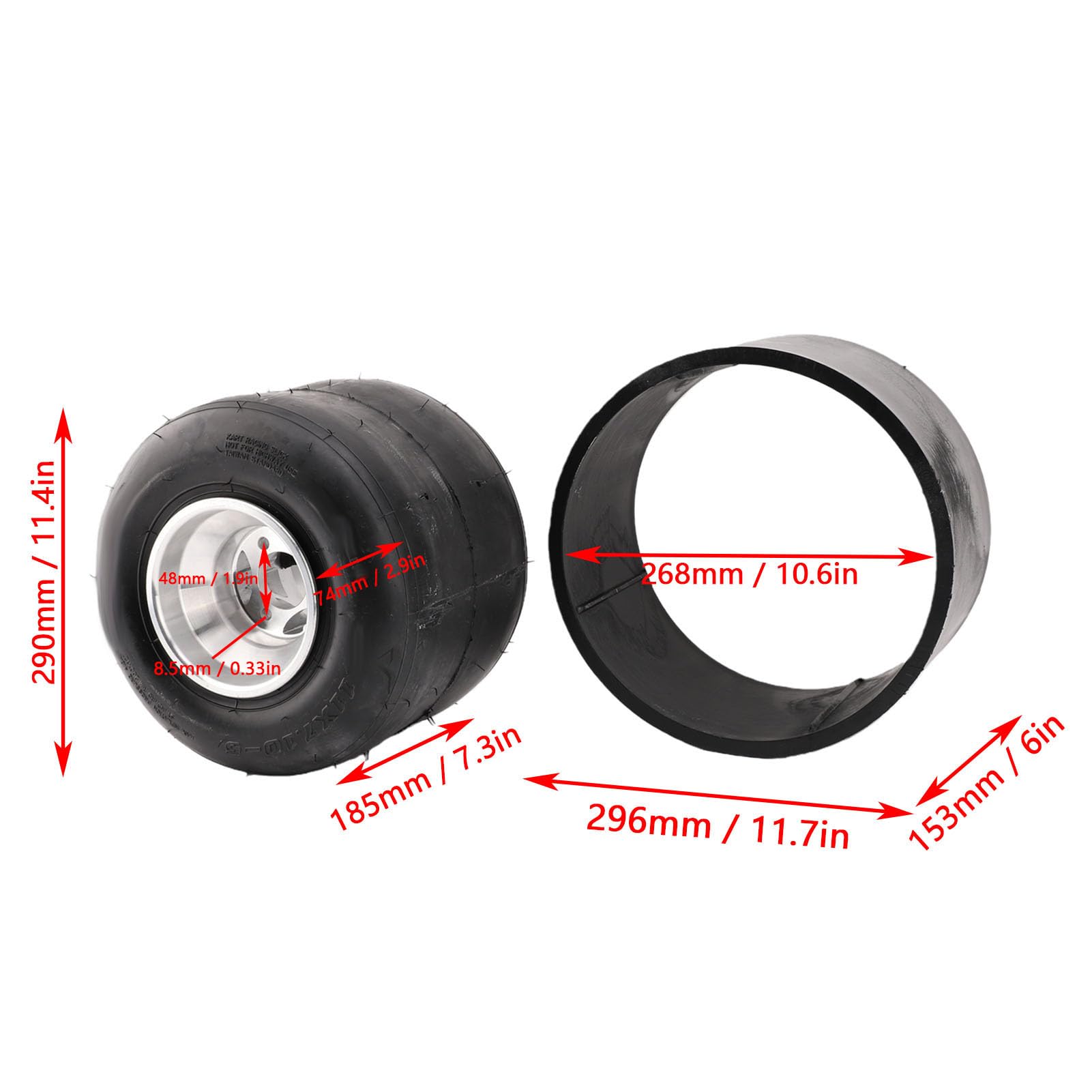 Yctze 11x7.10 5 Go Kart Tubeless Pneumatico Ruote da Posteriori da 5, Pollici con Cerchi in Lega di Alluminio Leggero per Drift Trike Drifting Scooter
