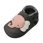 YALION Soft Leather Baby Shoes Moccasins Slip-on Boys Girls Slippers with Elastic Ankle, Anti-Slip First Walking Crib…
