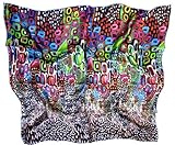 Avenella künstlerisches modernes SEIDENTUCH Grafik Dunkelbunte Quadrate 86x86 cm Kunstdruck handrolliert