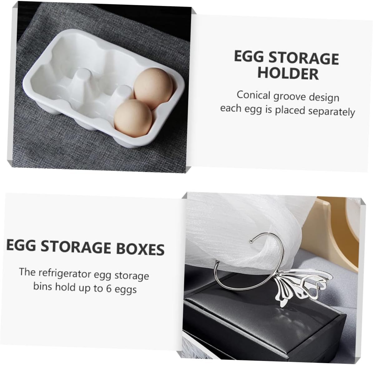 6grids Egg Cartons for Chicken Eggs Refrigerator Organizers Porcelain Holder Fridge Organizer Storage Boxes