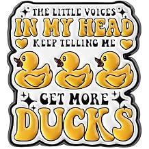 Cartoon Yellow Duck Novelty Brooch Enamel Pins for Women Men Funny Animal Creative The Little Voices in My Head Keep Telling Me Get More Ducks Letter Brooches Lapel Pin Backpacks Clothing Jacket Badge