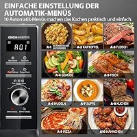 Toshiba MW3-AC26SFI(BK) Mikrowelle mit Grill und Heißluft/6-in-1 Mikrowellenofen/26L/1000W Grill/Origin-Inverter/Chef-Auftaufunktion/Convection/Kombigaren/Grill/Heißluftfritteuse/Automatikmenü/Schwarz – Ansicht 4