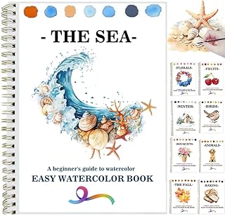 Watercolor Workbooks Coloring Book Beginner Friendly Painting Kit Easy Nature Scenes Paint Set Art Crafts for Creative Exploration Gift for Adults (Seaside, Without Palette)