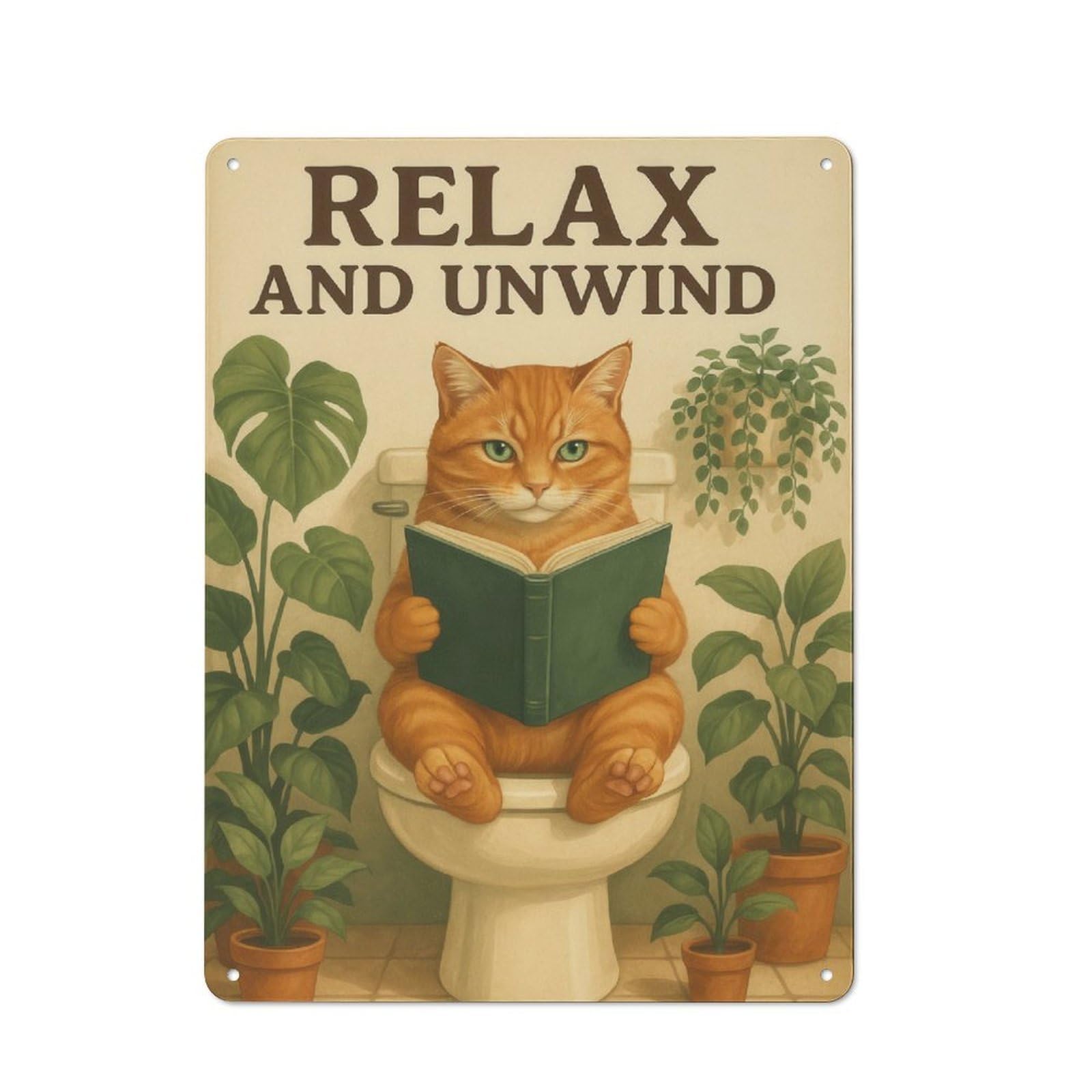 Junmoney Style For Hobby Room Or Studio, Relax And Unwind Bathroom Humour Retro Metal Sign 40X30cm, A Decorative Gift For A Newly Furnished Hobby Room And Studio