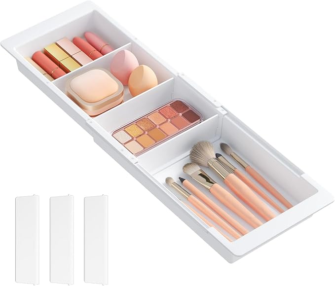 Lifewit Sliding Kitchen Drawer Organizer Tray with Inserts, Extendable Hanging D
