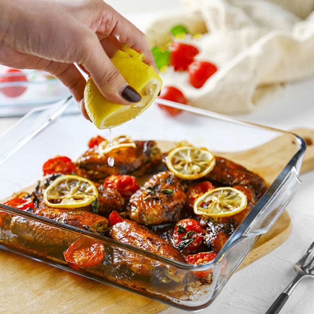 UPKOCH Baking Dish for Roasting and Baking Clear Glass Bakeware Double Handles for Lasagna Cheesecakes and Microwave and Oven Safe