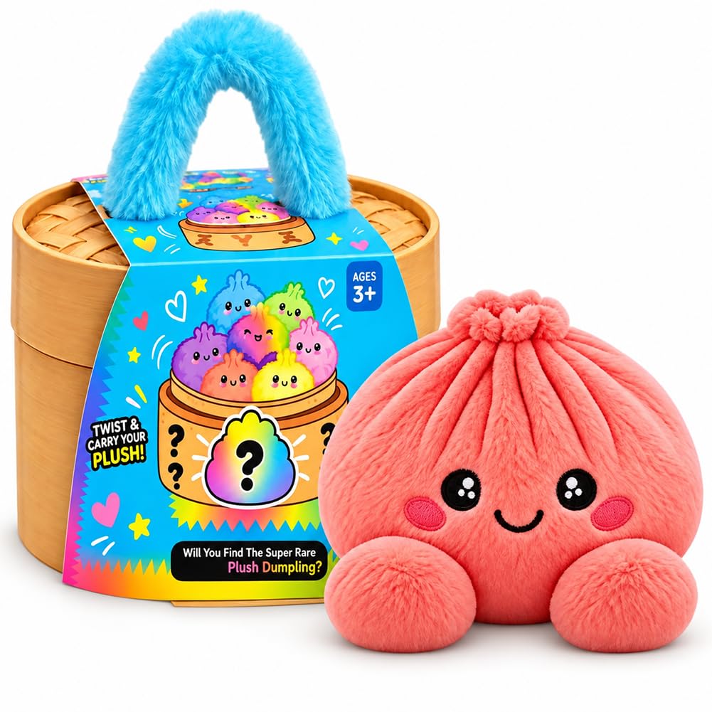 Kouipoie Dumpling Plush Blind Box,Squishy Plush Toy with Steamer Gift Box，H