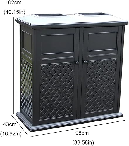 Miniatura 2 de ARZARF Bote de basura para exteriores, cilíndrico largo para exteriores, basurero comercial de aluminio fundido con clasificación de cenicero,