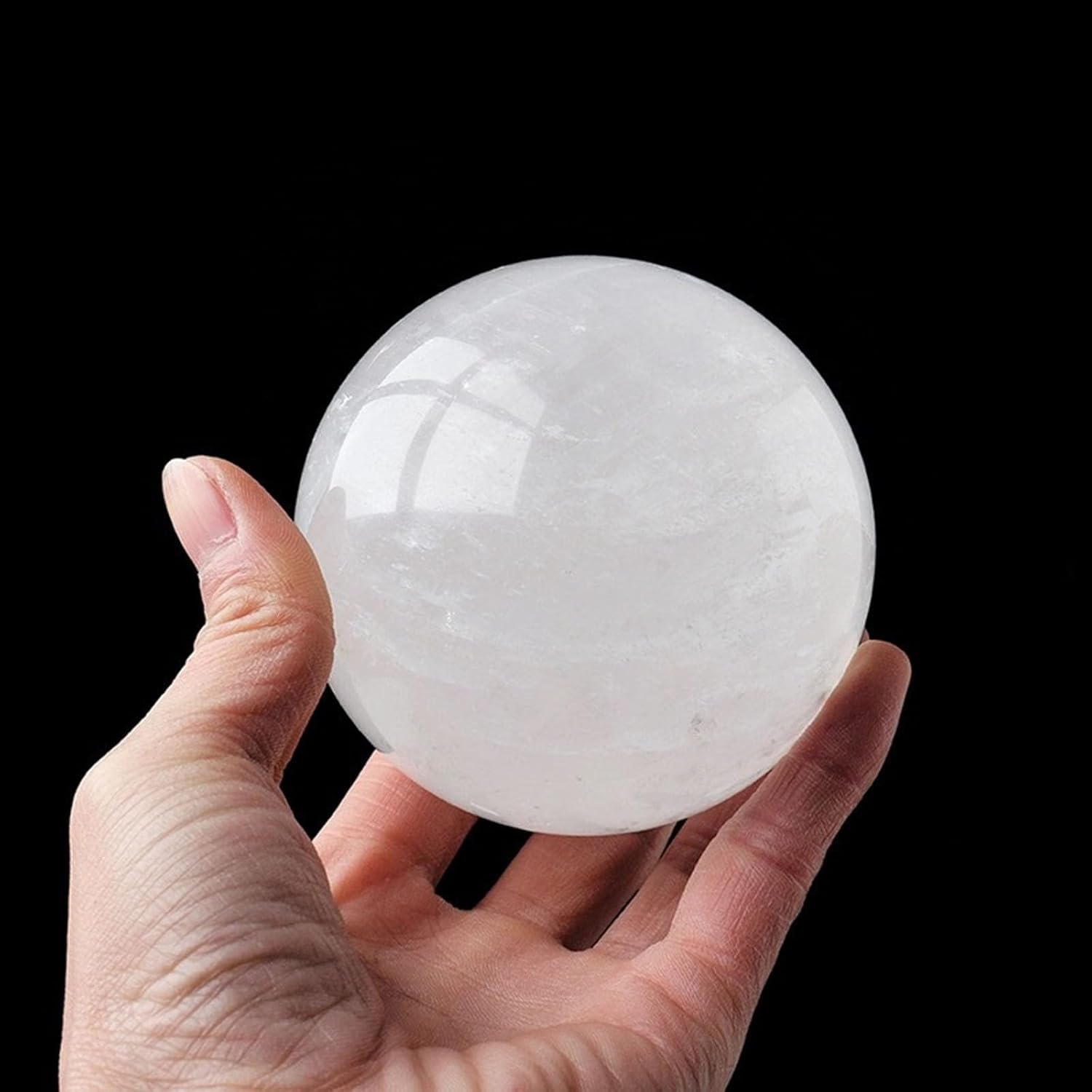 Crystal Ball Ornament, White Polished Decorative Sphere Figurine Sculpture, Crystals Ball Feng Shui Home Decorfor,Witchcraft,9cm/3.5in