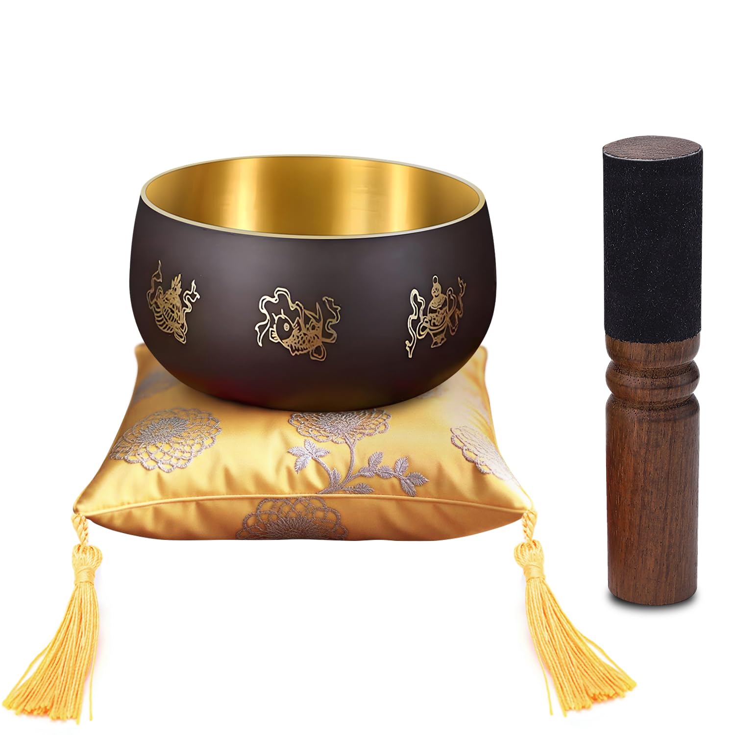ViLoSa Tibetan Singing Bowl Set — Meditation Sound Bowl Handcrafted in Nepal with Striker & 2PC Cushion -ENHANCES YOGA, MEDITATION, PRAYER Mindfulness, and Stress Relief Unique Spiritual Gifts (5.2