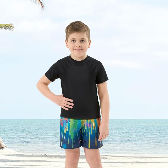 Boys Rash Guard One Piece Swimsuits Short Sleeve Swim Shirt for Kids