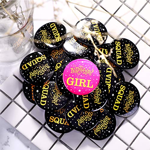 Chinco 26 Pieces Birthday Button Pins For Girl 2 Inch Birthday Squad Pinback Buttons Birthday Badges Party Favors Supplies For Women Girls #TOP6