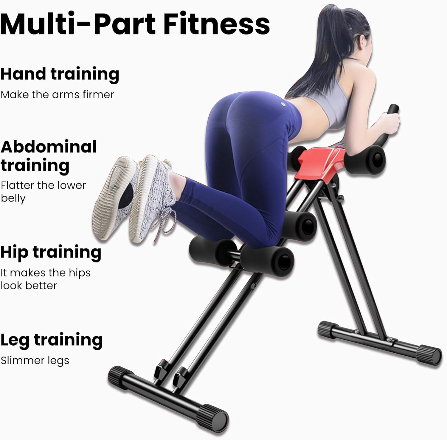 Abdominal Roller Exercise Equipment, Adjustable Abdominal Workout Machine, Foldable Waist Trainer Suitable, Core Strengthening Fitness Trainer for Home Gym, Portable Ab Machine for Abs and W