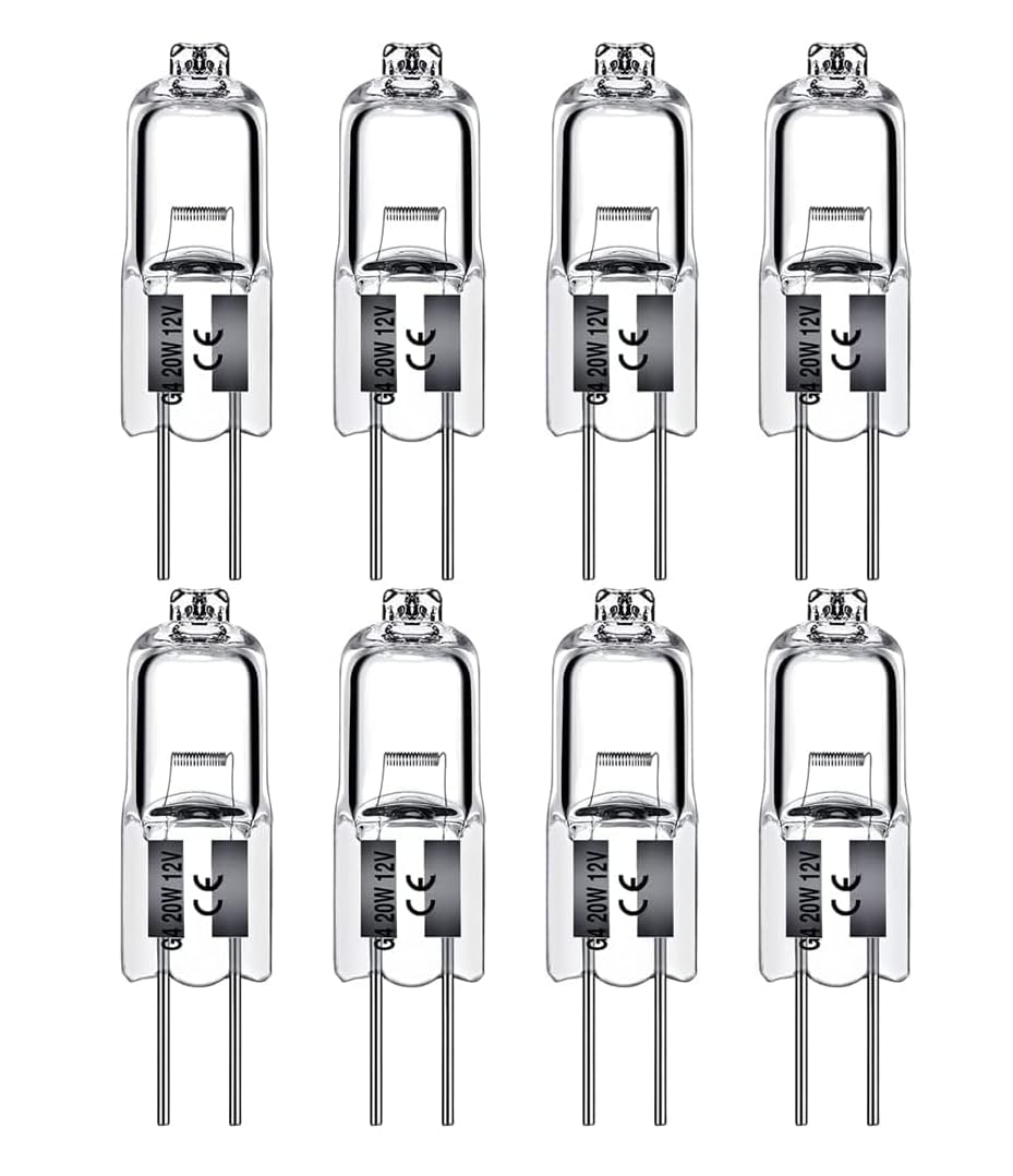 kanta G4 Halogen Light Bulbs 14W (20W) 12V Clear Capsule 2 Pin Lamp Bulb Eco Halogen Pin Base Warm White Dimmable 8 Pack