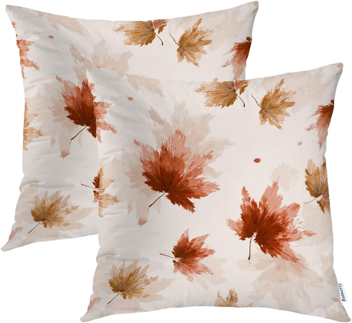 Batmerry Maple Leaves Japanese Pattern Throw Pillow Covers, Soft Scattered Maple Leaves Pattern Pillow Covers Digital Printing Blended Fabric for Couch Sofa Bed Invisible Zipper 20X20 in(Set of 2)