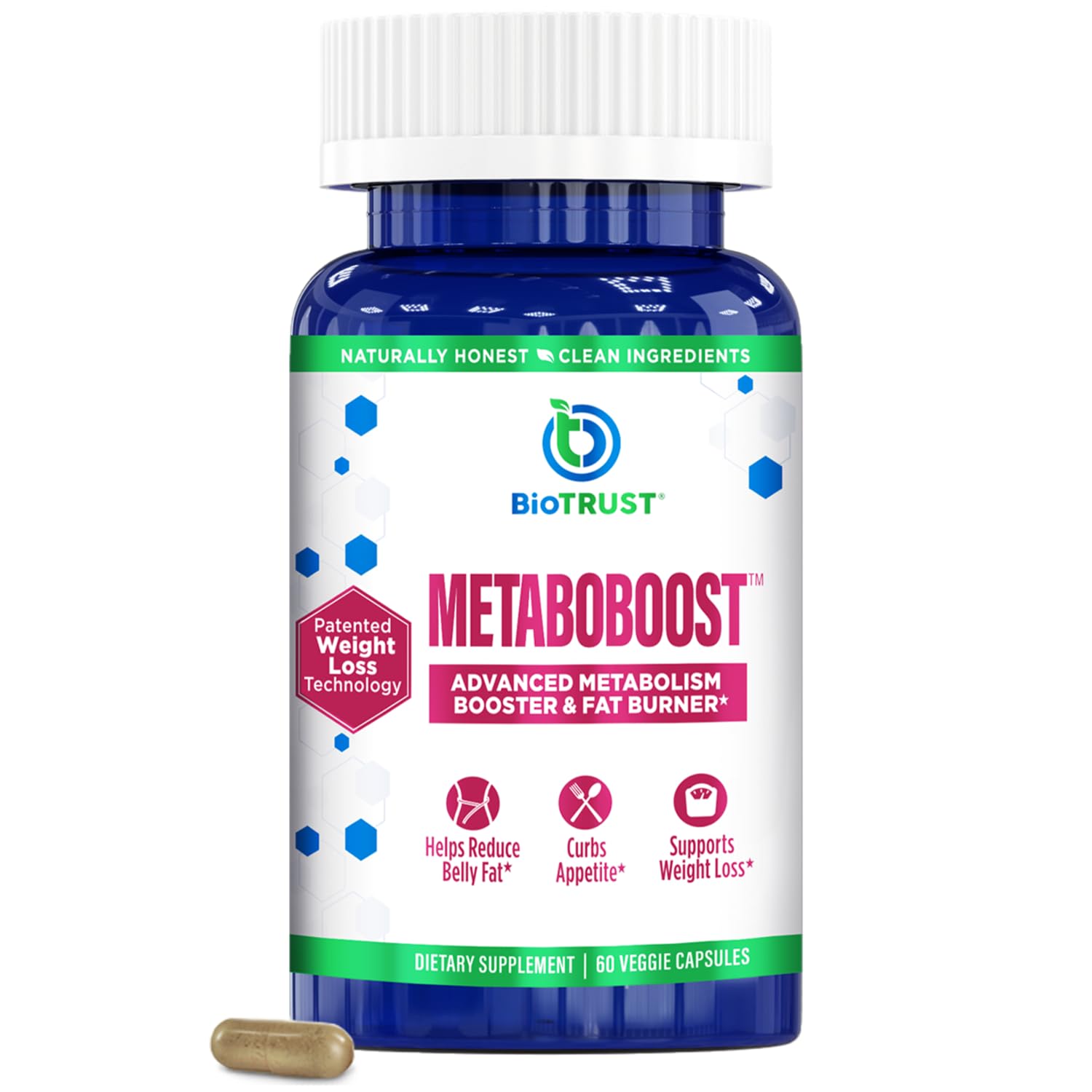 BioTrust MetaboBoost Weight Loss Supplement – Appetite Suppressant | Calorie Fat Burner | Metabolism Booster – Clinically-Studied Diet Pills with Berberine for Holistic WeightLoss Support- 60 Capsules