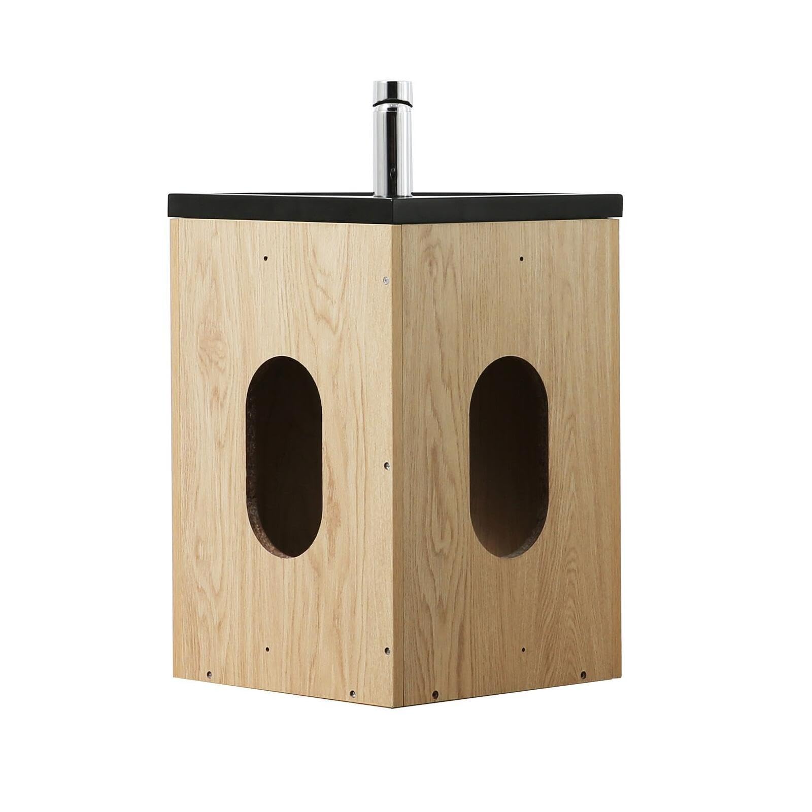 MOB-IN Meuble Lave-Mains SKINO décor chêne avec Vasque Blanche + Robinet chromé