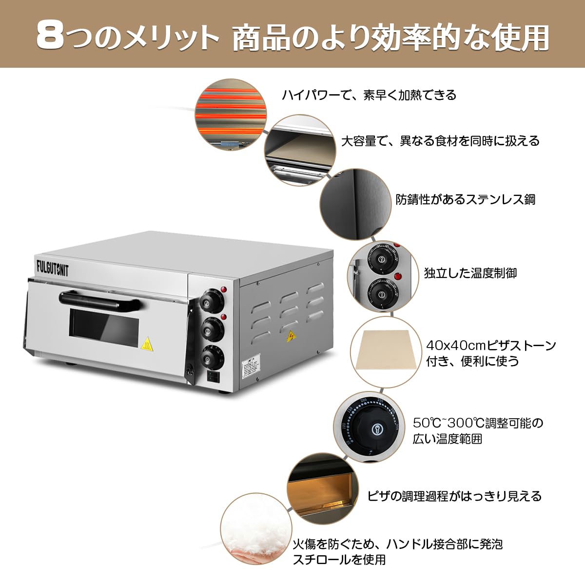 Amazon.co.jp: Fulgutonit ピザオーブン 業務用 電気ピザオーブン 多 