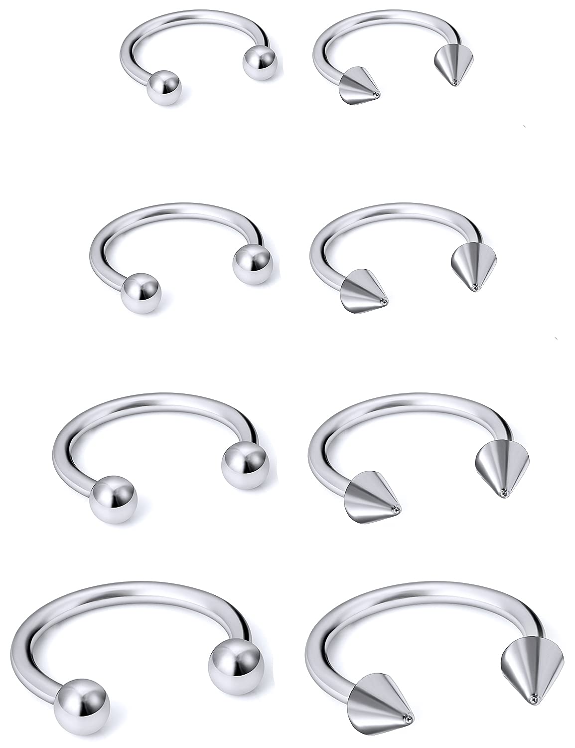 Ovxznts 16G Surgical Steel Nose Septum Horseshoe Hoop Earring Eyebrow Tragus Helix Lip Rings Piercing Jewelry