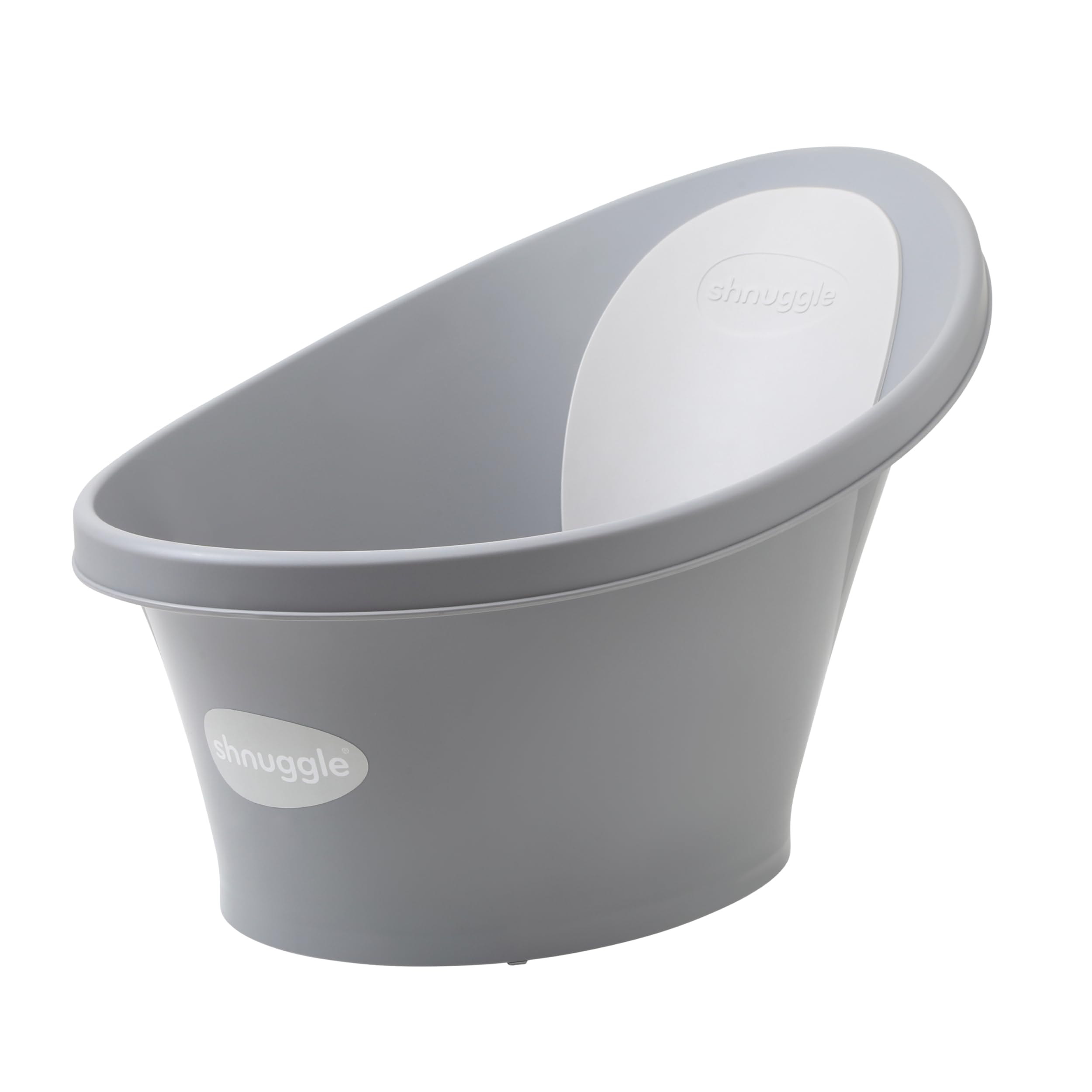 Shnuggle Newborn Baby Bath Seat | Baby Bath Tub with Bum Bump Support & Soft Backrest | Compact Infant Bath | Newborn Essentials & Baby Gift | Grey