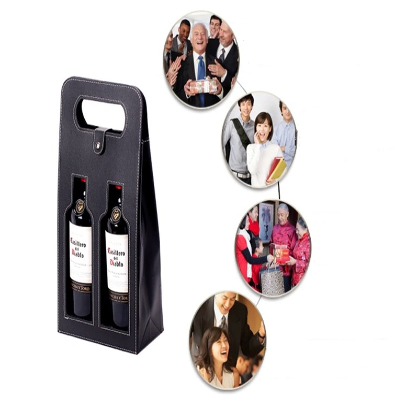 Boîte-Cadeau de vin en Cuir PU, Emballage Rouge, Sac pour Home Bar Decor(Red)