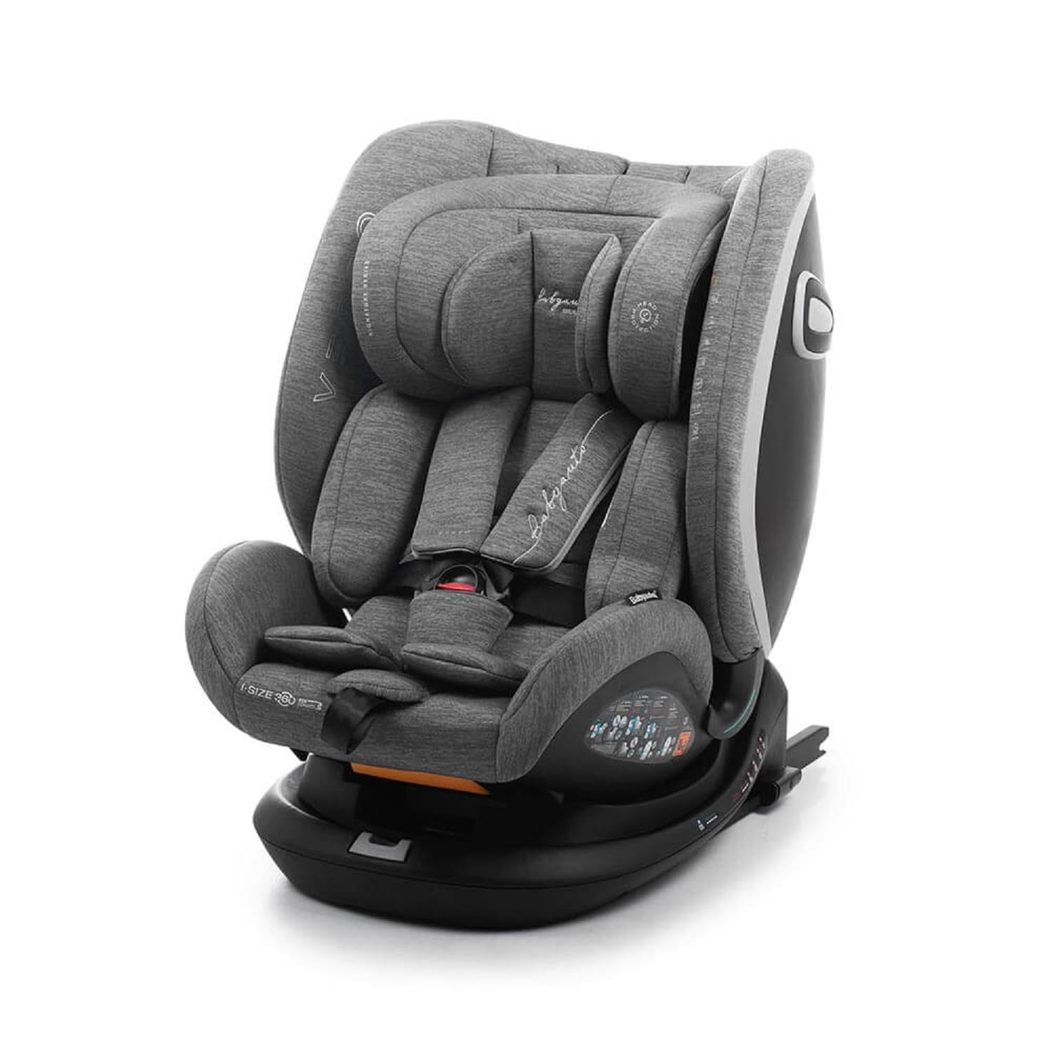 BABYAUTO – VESSO SIGNATURE Silla de Coche iSize, 0-36 kg, 0-12 Años - Sistema Rotatorio 360 Grados, Memory Foam, Top Tether y Protección Lateral. GREY DOBBY
