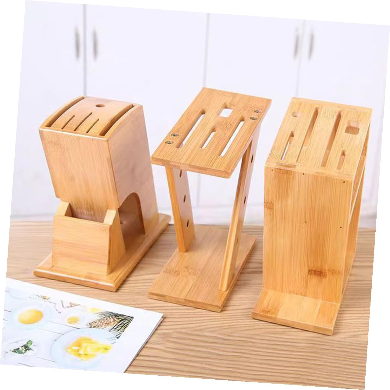 Support pour Couteaux en Bambou, Porte-ustensiles Multifonction