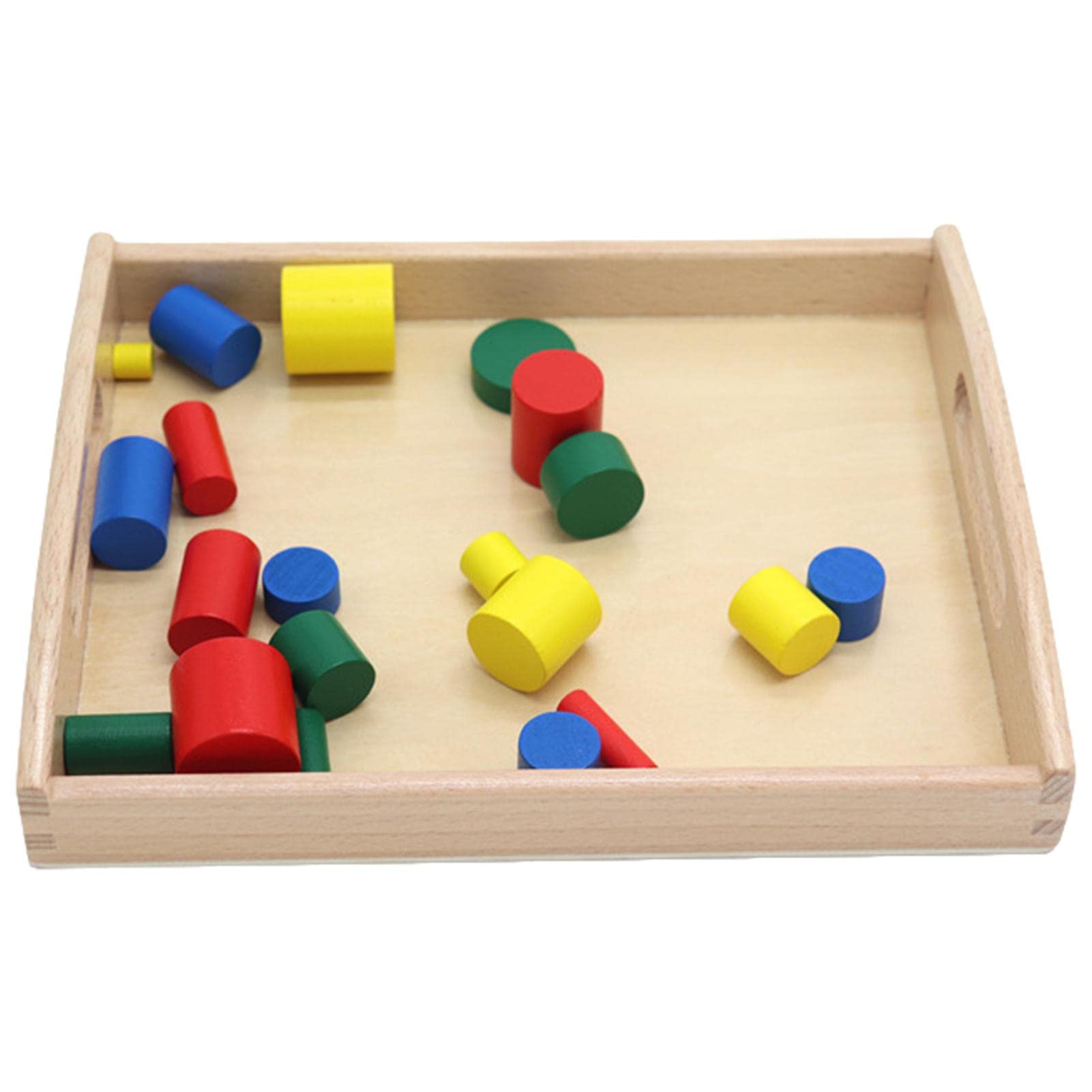 モンテッソーリ木製トレイ - ハンドル付きモンテッソーリ木製トレイ,就学前の教育活動のための木製の幼児のおもちゃモンテッソーリ材料 Yangjing