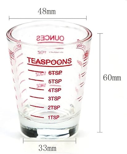 Miniatura 2 de Vasos de chupito, vaso medidor, líquido pesado, copa de vino, vaso de chupito de espresso, medición incremental, 1 oz, 6 cucharaditas, 2 cucharadas,