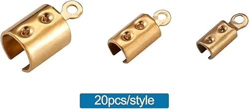 Miniatura 6 de Mega Pet 60 piezas de acero inoxidable plegables sobre los extremos del cable de engarzado dorado plegable de cuero puntas de cierre de cierre de