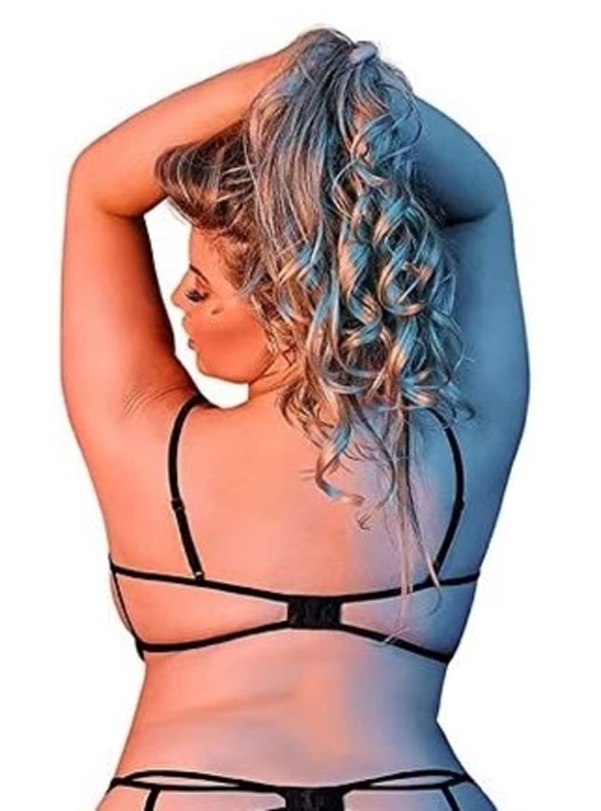 Soutien-gorge avec jarretelles et string noir grande taille Magic Silk - 2