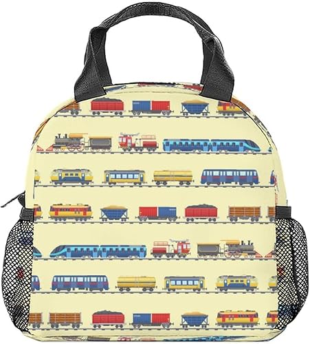 Lonchera de tren para niños, pequeñas bolsas de almuerzo aisladas, lonchera reutilizable Kawaii para niños, lonchera amarilla congelable para el