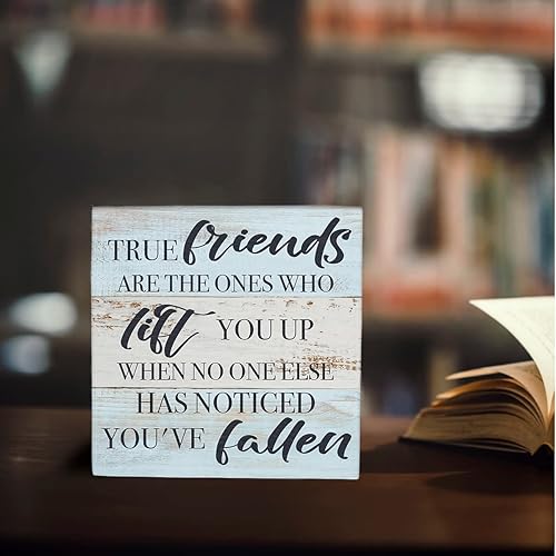 Miniatura 4 de Regalos inspiradores de amistad para mujeres, amigas, mejor amiga, decoración de escritorio, caja de madera, letrero rústico de bloque de madera